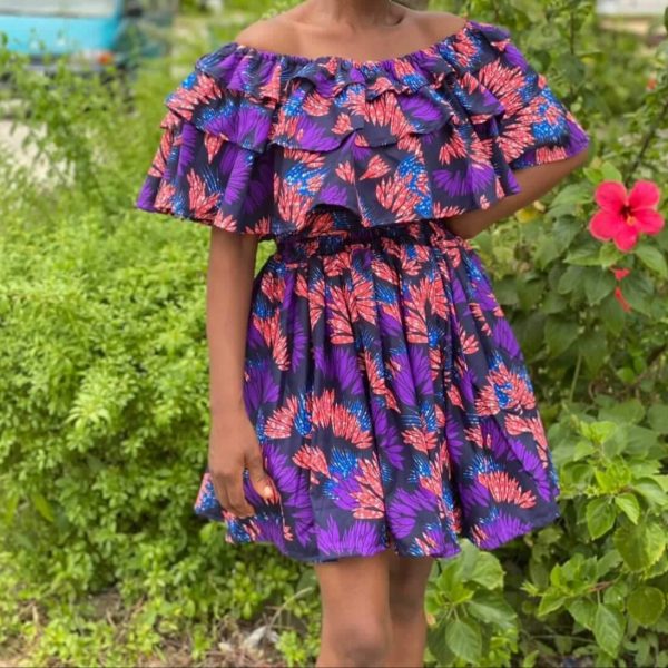 Multi-Color African Two Piece Short Dress