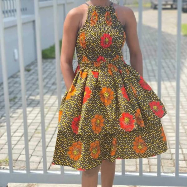 Simi African Sleeveless Multi-Colored Flowery Short Dress