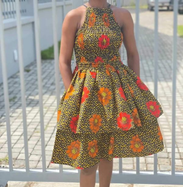 Simi African Sleeveless Multi-Colored Flowery Short Dress