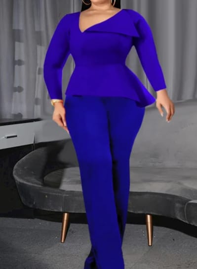 Florence Blue Long Sleeve Jumpsuit