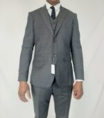 Men’s gray plaid suit three-piece with vest – JEVGLAM Canada