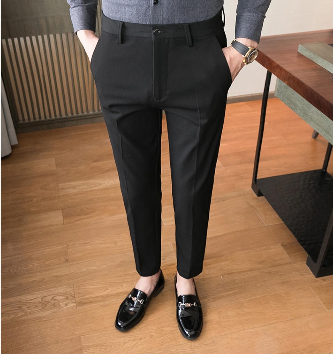 302] Men Formal Business slack Pants Slim Fit Straight Flexible office pants