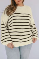 Timeless striped knit ladies sweater