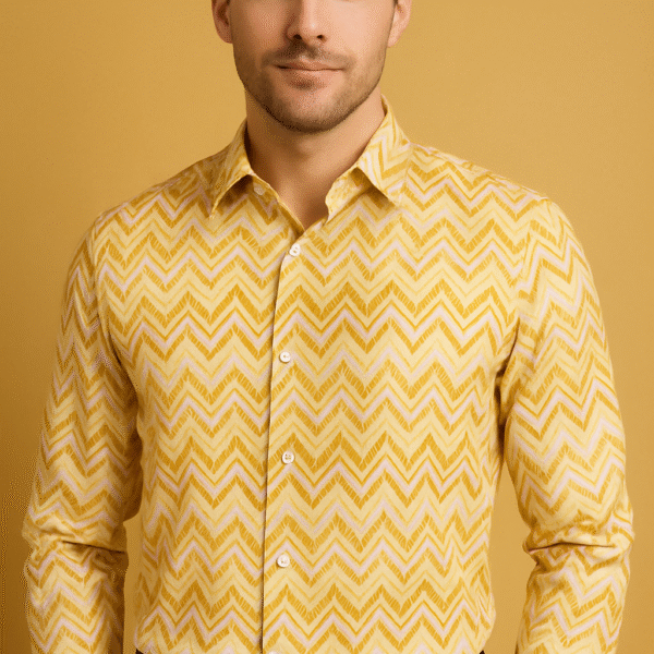 Golden Chevron Chic Men Shirt