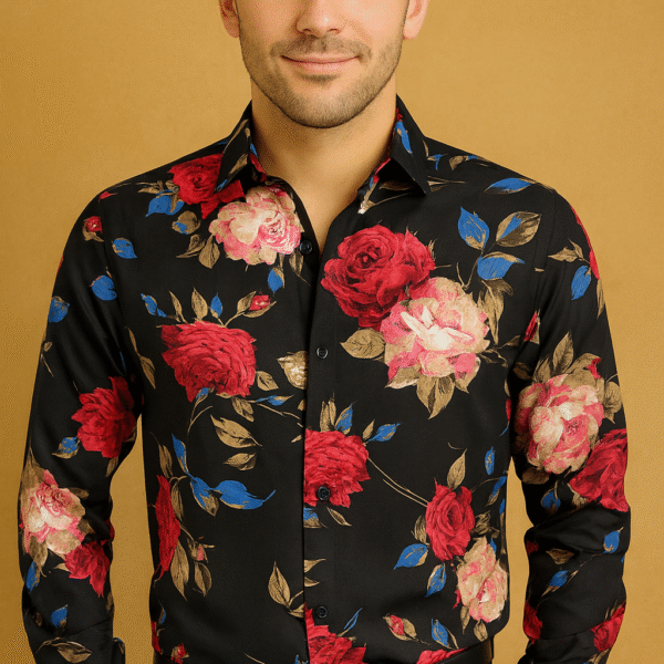 Black Floral Luxury Shirt for Men