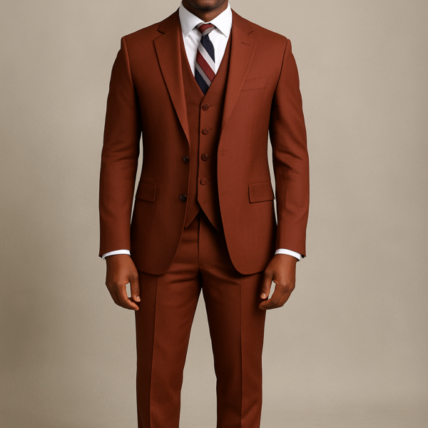 Double Vent 3 Piece  Brown Suit