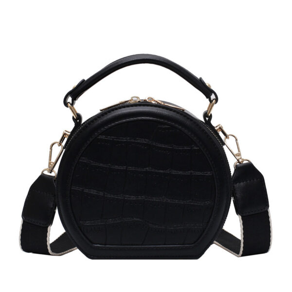 Noir Croc-Embossed Round Crossbody Bag