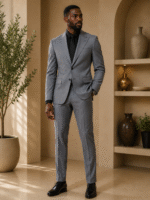 Premium Grey Peak Lapel Double Vent Men’s Suit