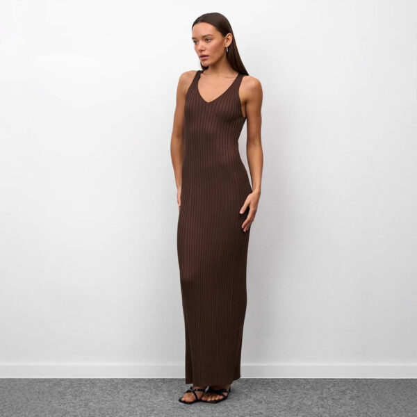 Wide-shoulder Base-layer Long Skirt Figure-hugging Knit Dress